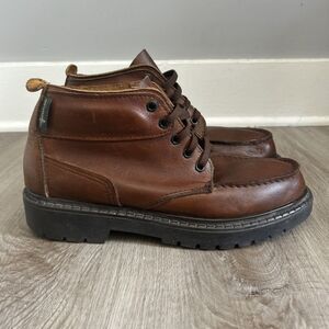 Eastland Seneca Boots Mens 9.5 Moc Toe Brown Leather Chukka Ankle Lace Up Shoes